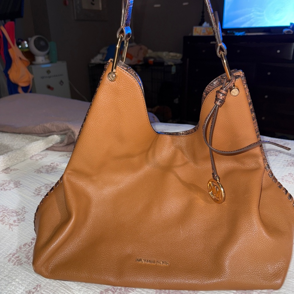 Michael Kors Brown Leather Hobo Bag